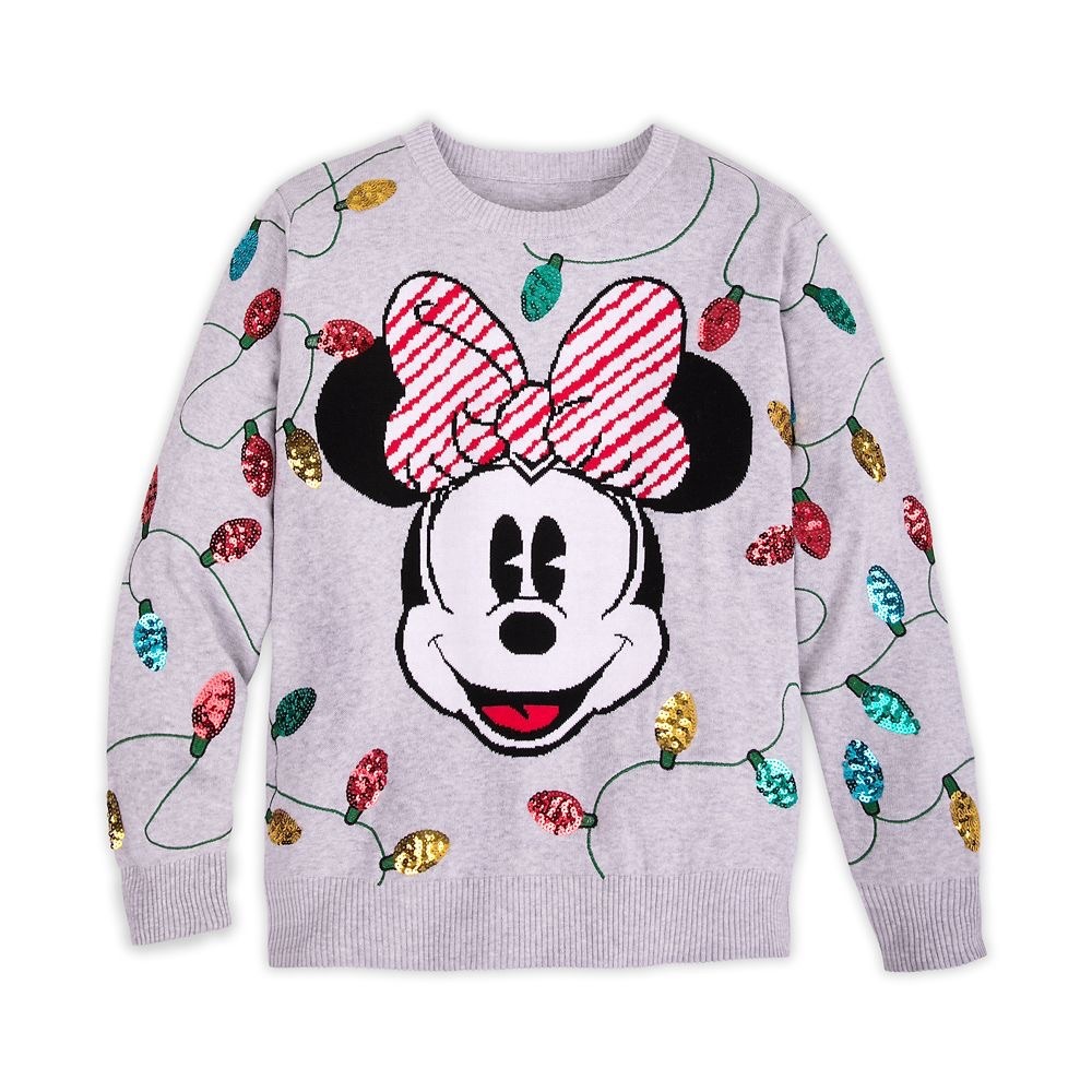 Disney Minnie Mouse Sequin Light-Up Sweater in Gray, Black, Red, Gold, Teal